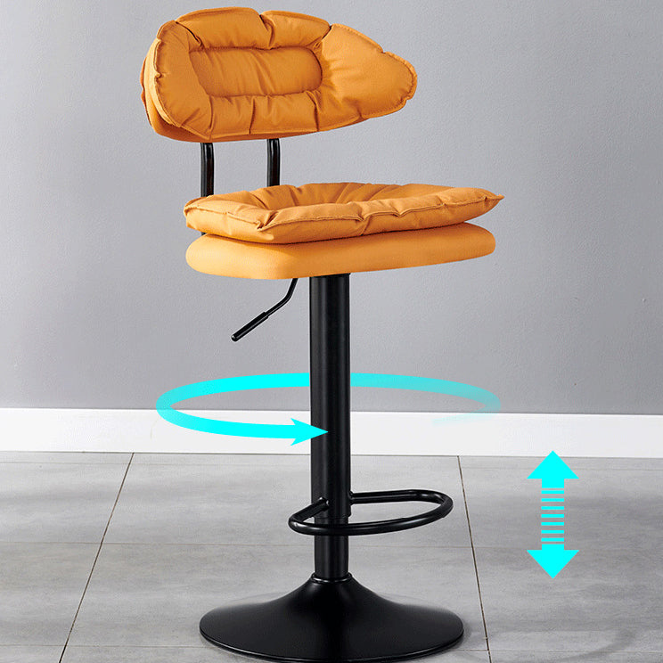 Modern Fabric Iron Semicircular Counter Stool — High / Orange / Black