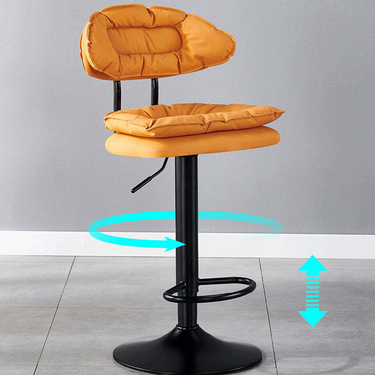 Modern Fabric Iron Semicircular Counter Stool — High / Orange / Black