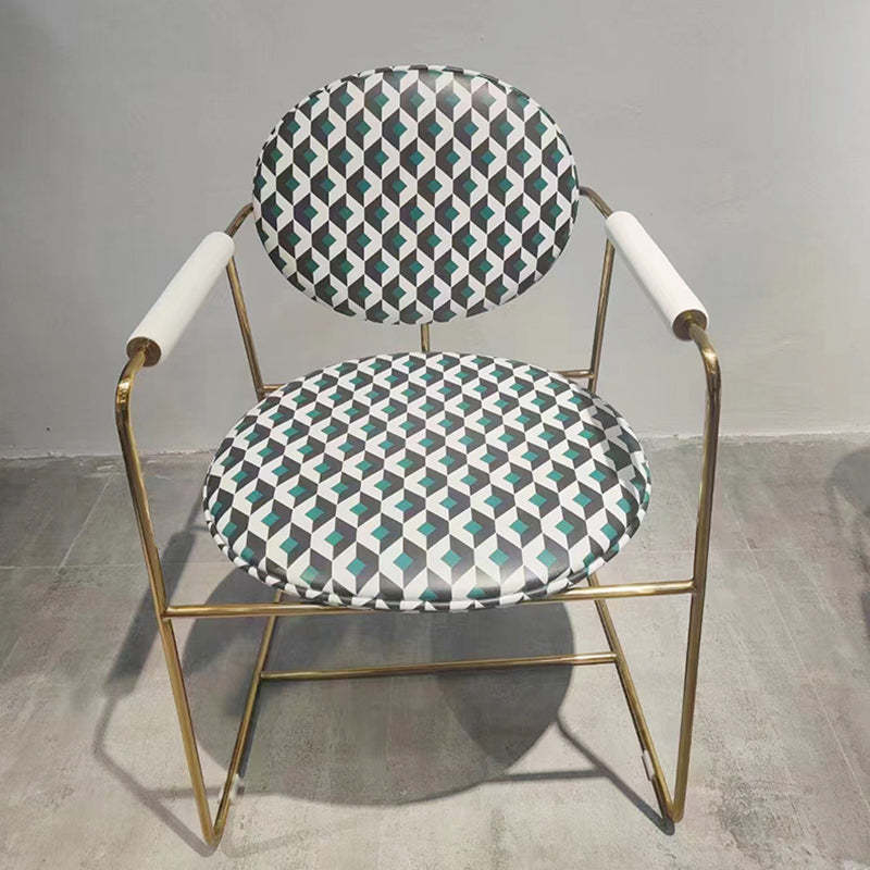 Scandinavian Microfiber Leather Round Dining Chair