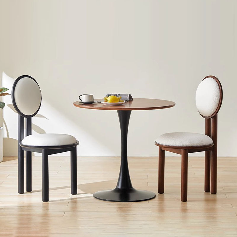 Scandinavian Solid Wood Lambswool Leather Dining Chair