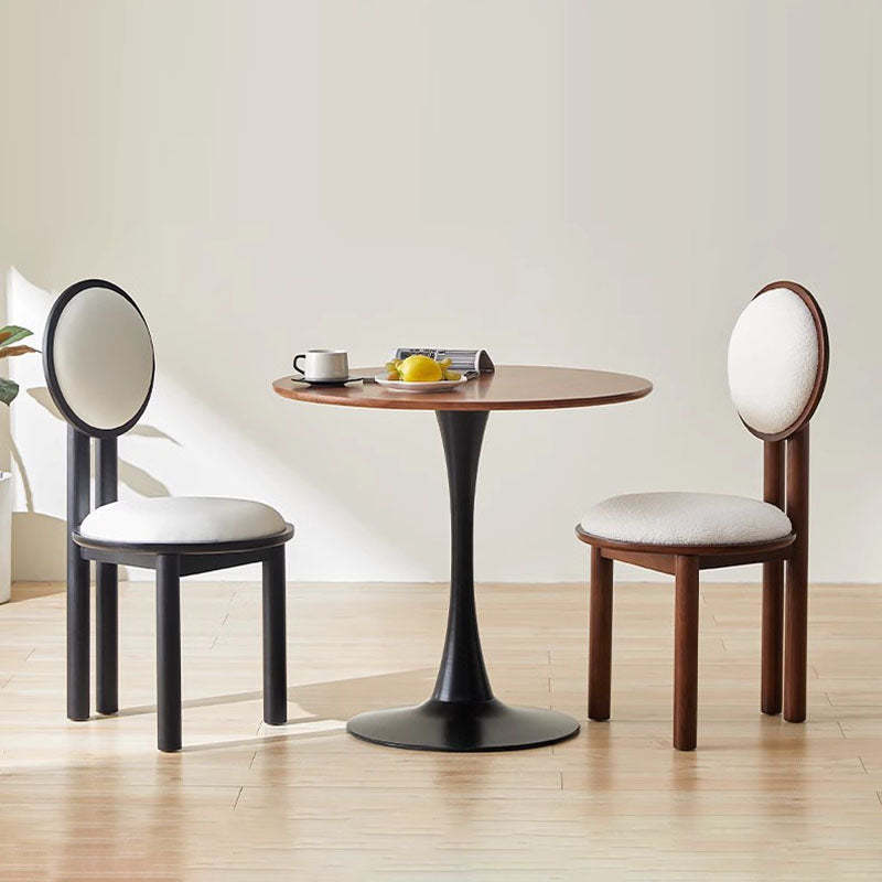 Scandinavian Solid Wood Lambswool Leather Dining Chair