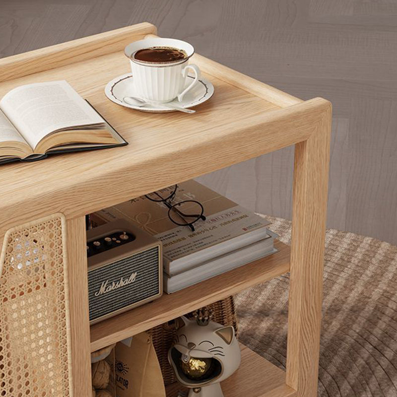 Retro Solid Wood 3-Tier Movable End Table