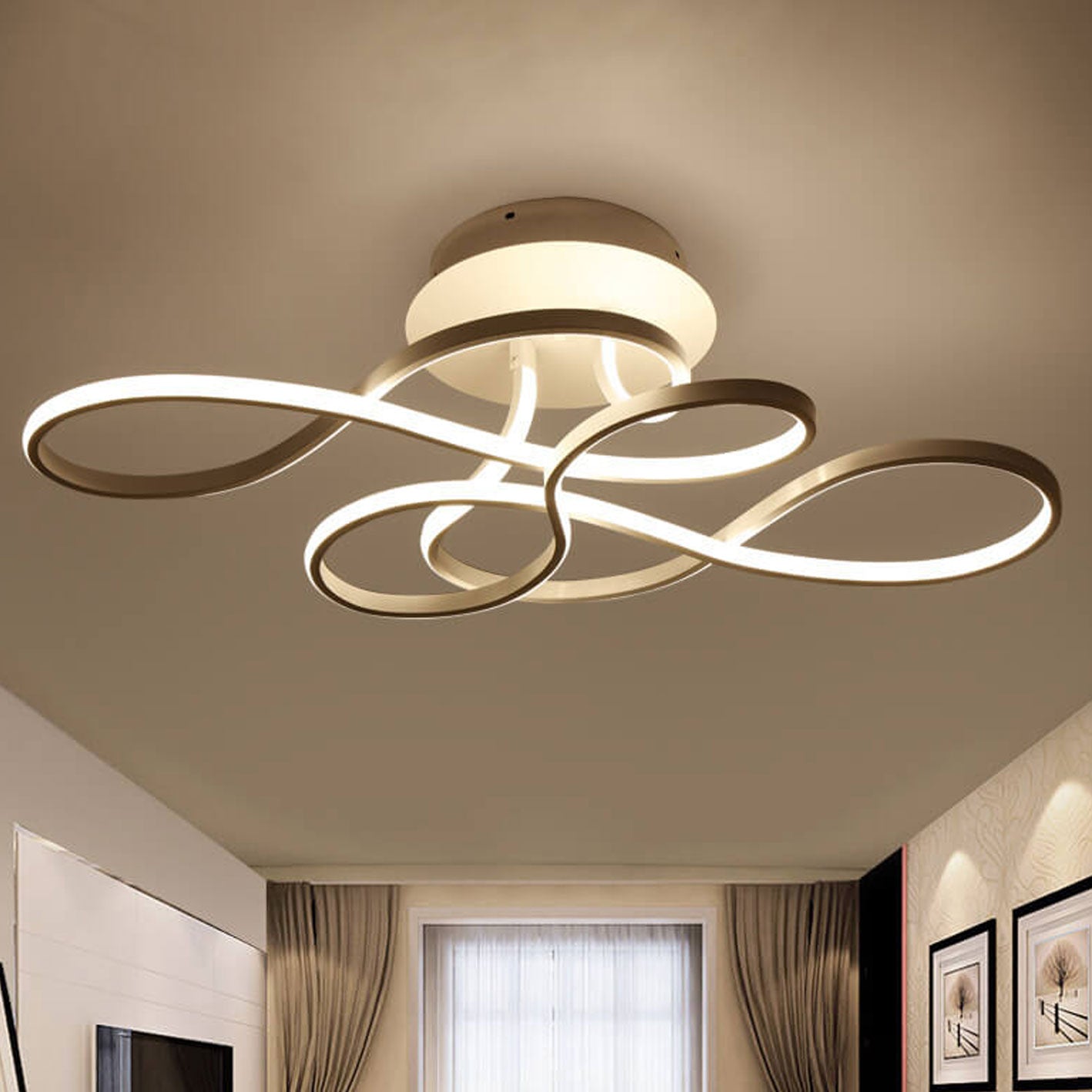 Minimalist Aluminum Acrylic Line LED Flush Mount Light