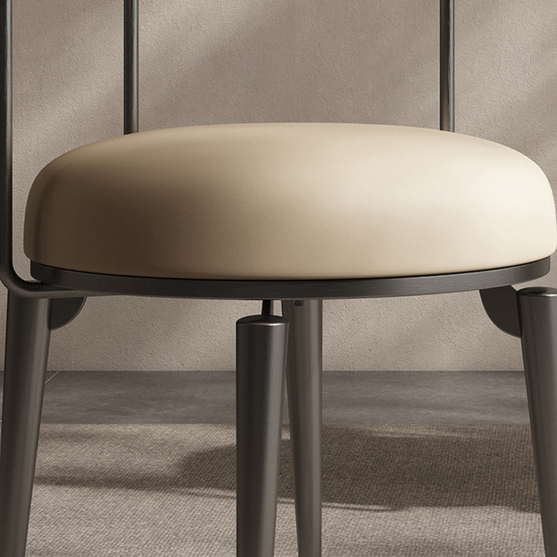 Nordic Round Leather Steel Dining Chair