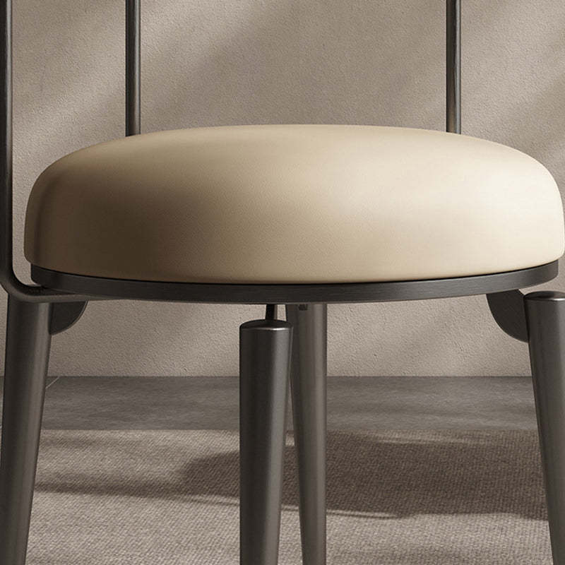 Nordic Round Leather Steel Dining Chair