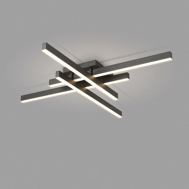 Lighom geometric line aluminum flush mount lighting for bedroom — 33.46" W x 3.94" H / Warm White (3000K) / 220V-240V (UK/AU)