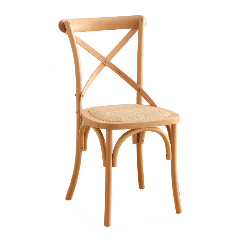 Rustic Woven Rattan Wood Dining Chair