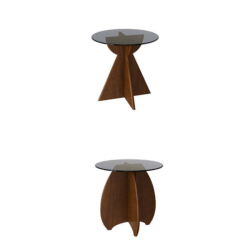 Nordic Cross-Leg Glass Pine Side Table