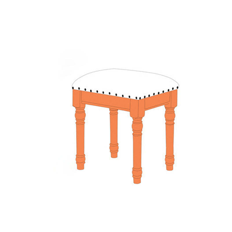 Scandinavian Linen Leather Wood Vanity Stool — Leather + Green / Ivory White