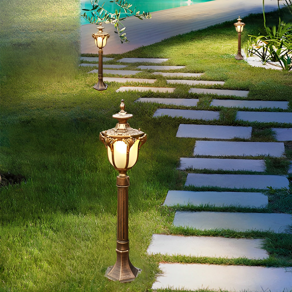 Traditional European-Style LED Outdoor Pathway Lamp Post - Durable & Waterproof-Lighom