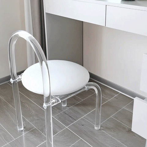 Minimalist Fabric Acrylic Vanity Stool — Pink