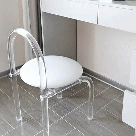 Minimalist Fabric Acrylic Vanity Stool — Pink