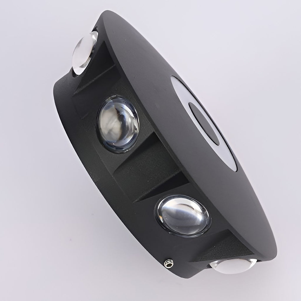 Round Waterproof LED Black Modern Wall Washer Sconce