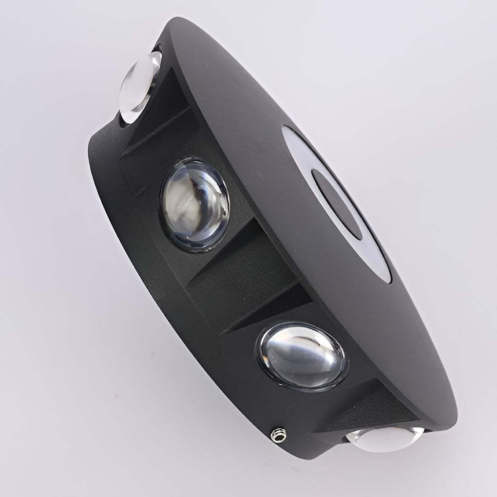 Round Waterproof LED Black Modern Wall Washer Sconce