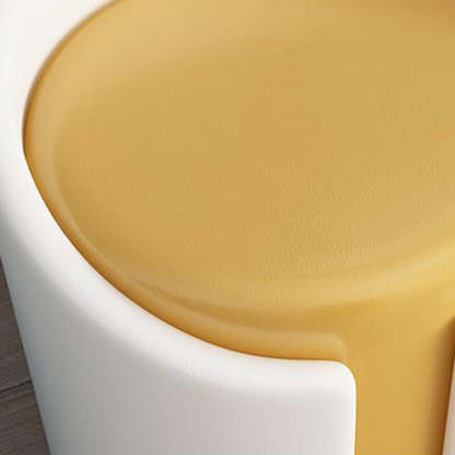 Minimalist Leather Wood Cylinder Vanity Stool