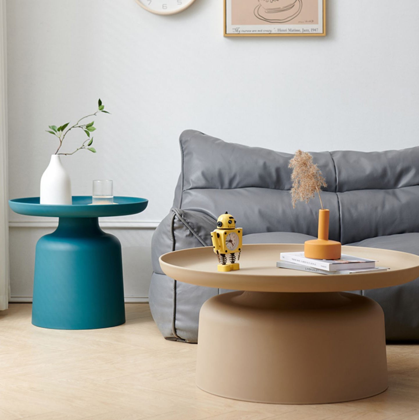 Scandinavian Round Plastic Coffee Table — Small - Pink