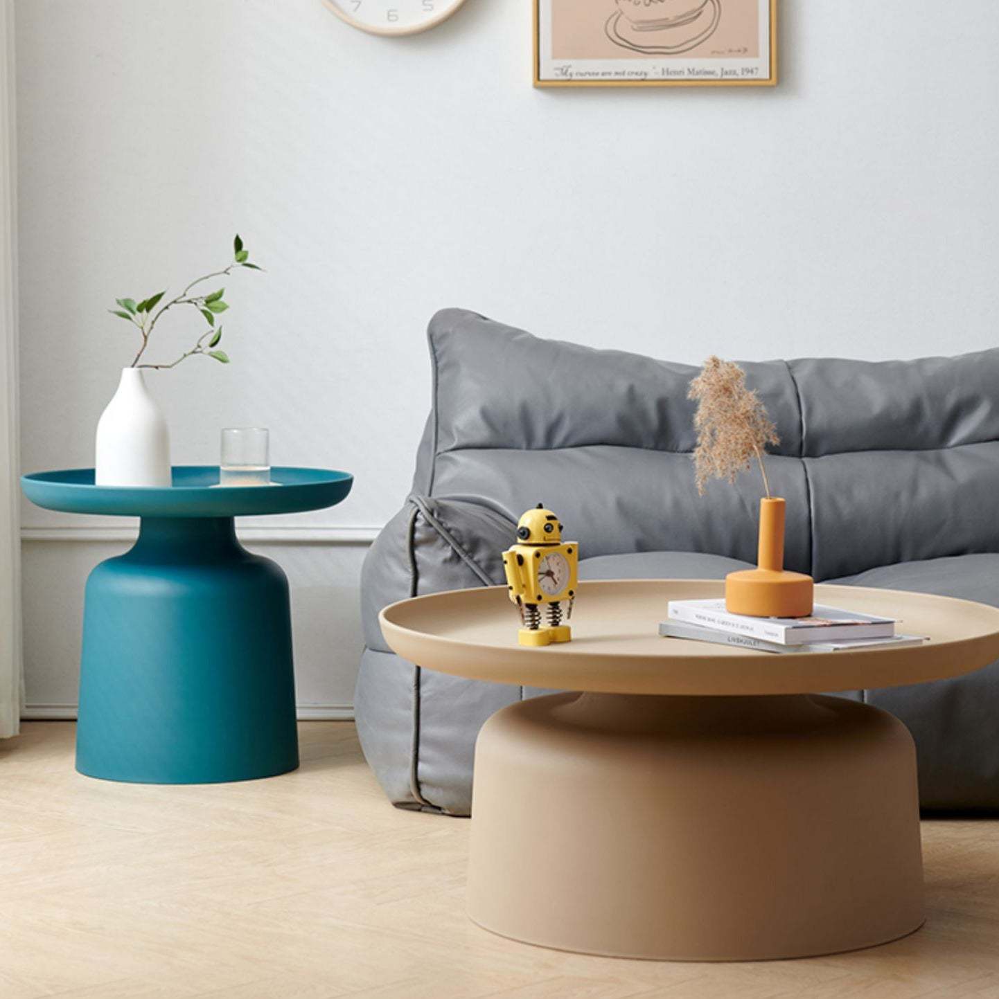 Scandinavian Round Plastic Coffee Table — Small - Pink