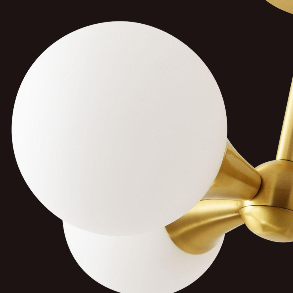 Mid-Century Gold Glass Globe Ball Chandelier