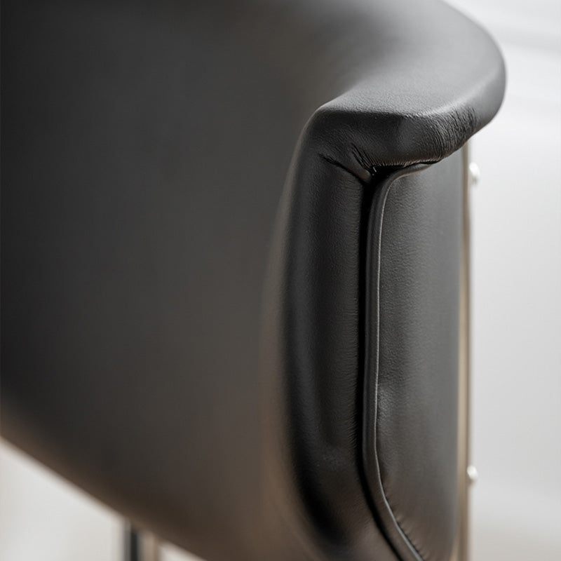 Minimalist Leather Square Dining Chair Curved Backrest