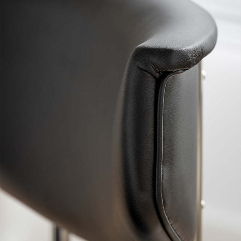 Minimalist Leather Square Dining Chair Curved Backrest