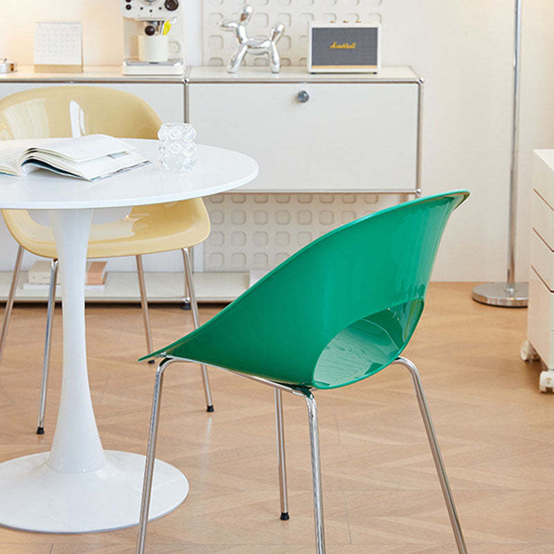 Minimalist Ring Curved Plastic Alloy Dining Chair — White