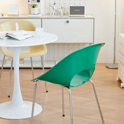 Minimalist Ring Curved Plastic Alloy Dining Chair — White
