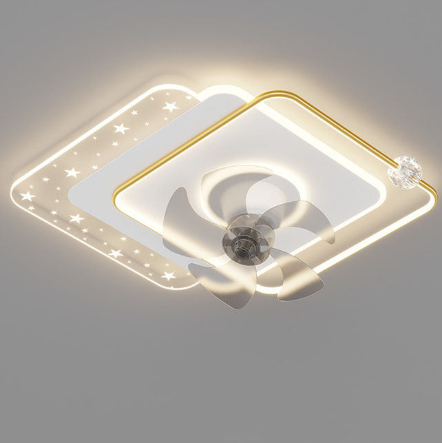 Contemporary Iron Acrylic Round LED Semi-Flush Fan Light