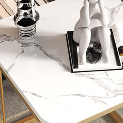 Minimalist Rock Slab Metal Coffee Table — Gray + Gold Frame