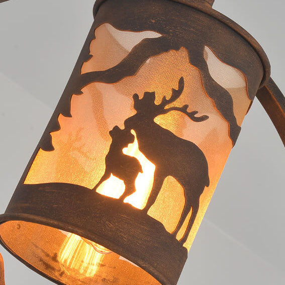 Vintage Trapezoid Animal Iron Pendant Light