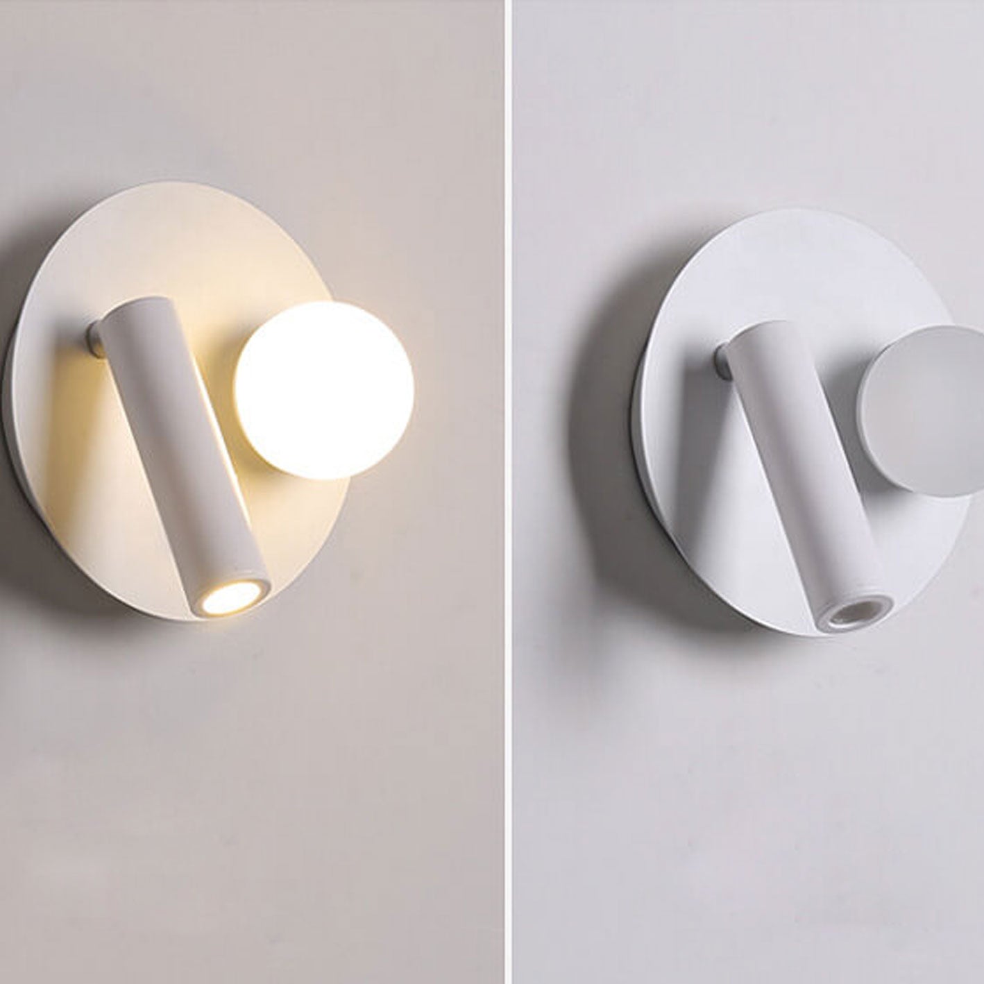 Nordic Round Square Acrylic Iron LED Reading Wall Sconce