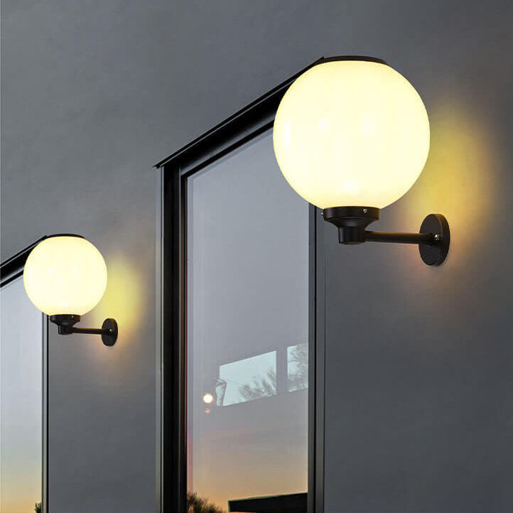 Modern Outdoor Solar Round Ball LED Wall Sconce