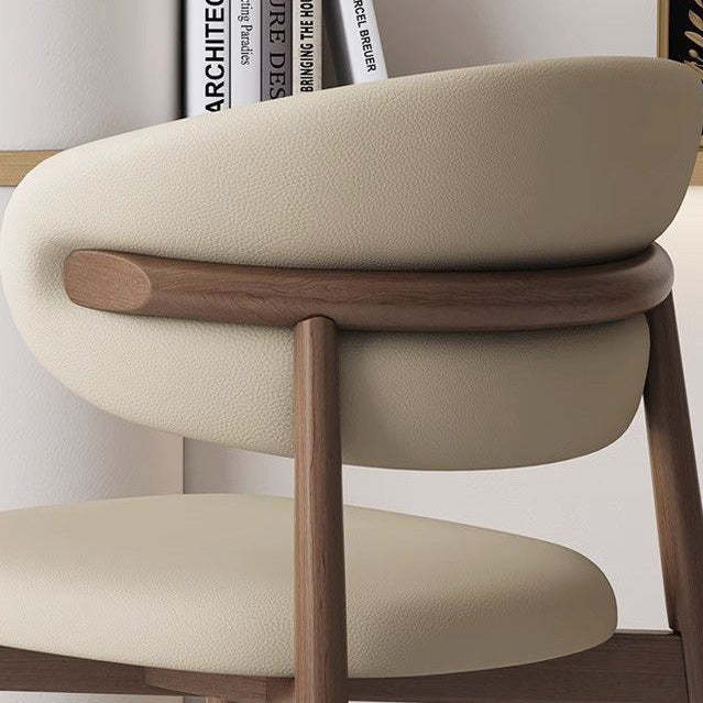 Nordic Leather Metal Dining Chair — Dark Khaki + Black Frame