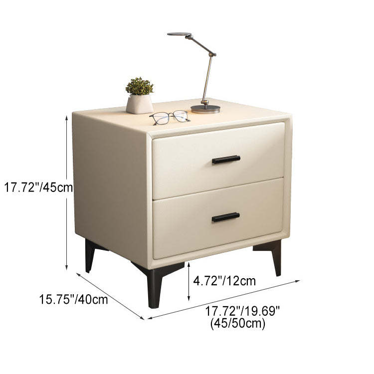 Modern Cubic Sintered Stone Solid Wood Nightstand — Black