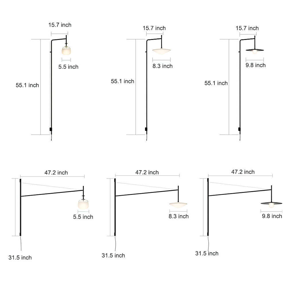 Minimalist Metal Long Pole Arm Tempo LED Wall Sconce-Lighom