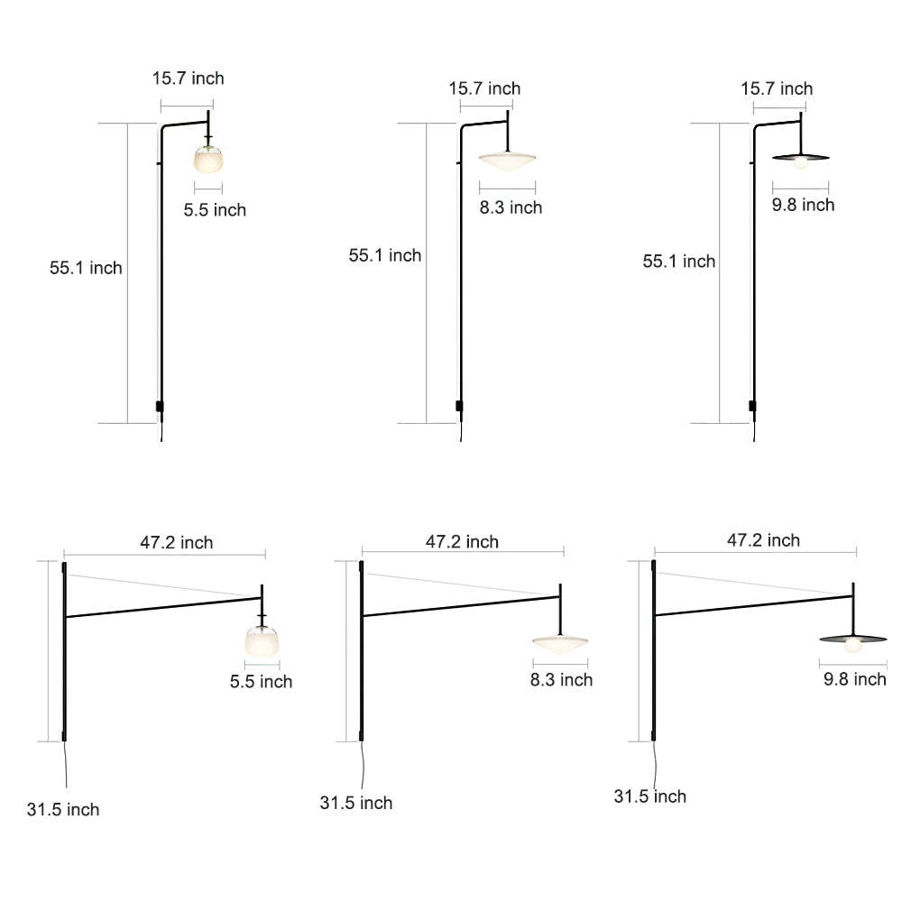 Minimalist Metal Long Pole Arm Tempo LED Wall Sconce-Lighom