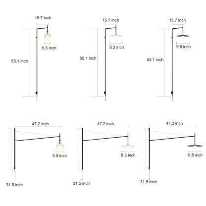Minimalist Metal Long Pole Arm Tempo LED Wall Sconce-Lighom