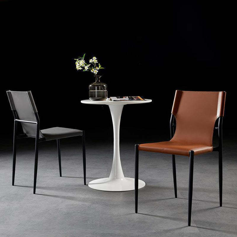 Nordic Leather Steel Stackable Dining Chair