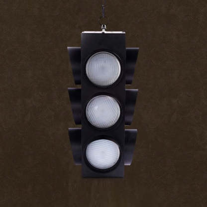 Retro Industrial Traffic Light Iron Glass Pendant