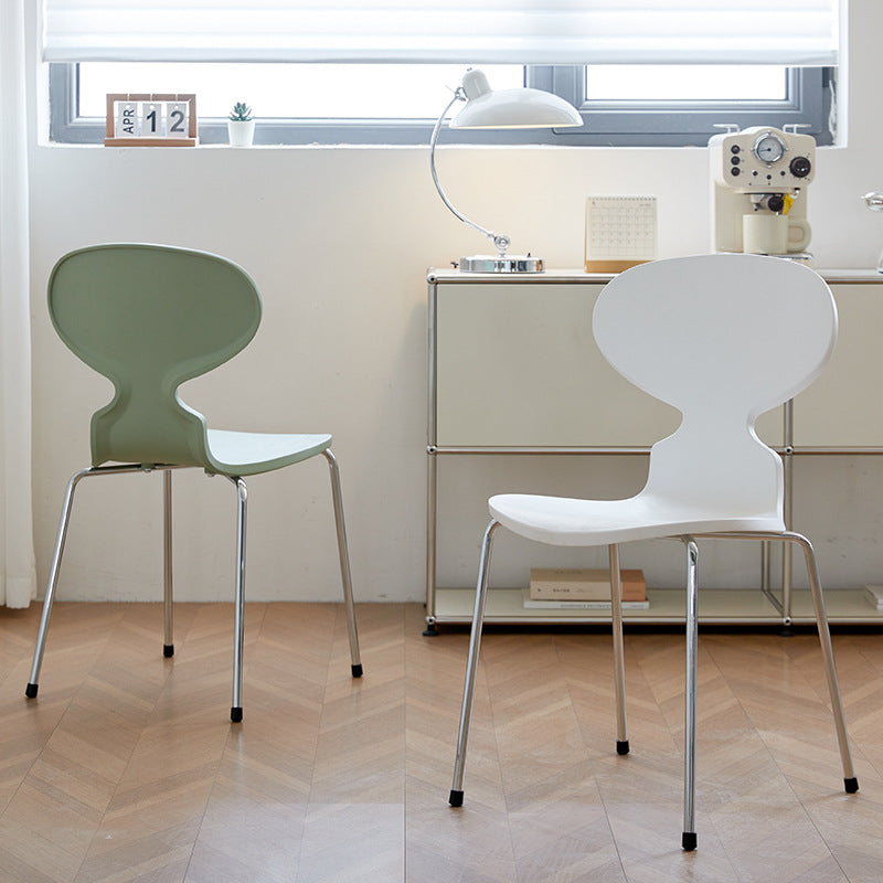Minimalist Metal Four-Leg Chair — B / Brown