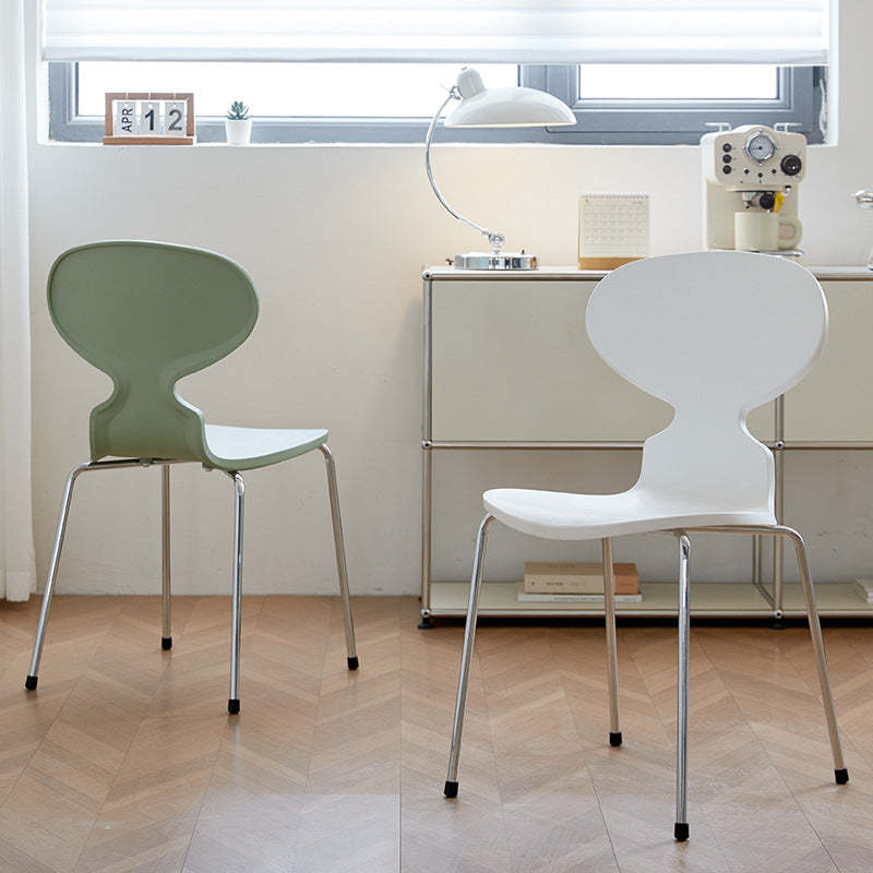 Minimalist Metal Four-Leg Chair — B / Brown
