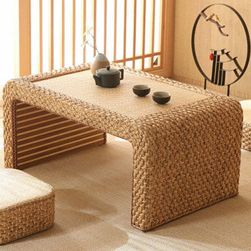 Japanese Rattan Wood Tatami Coffee Table