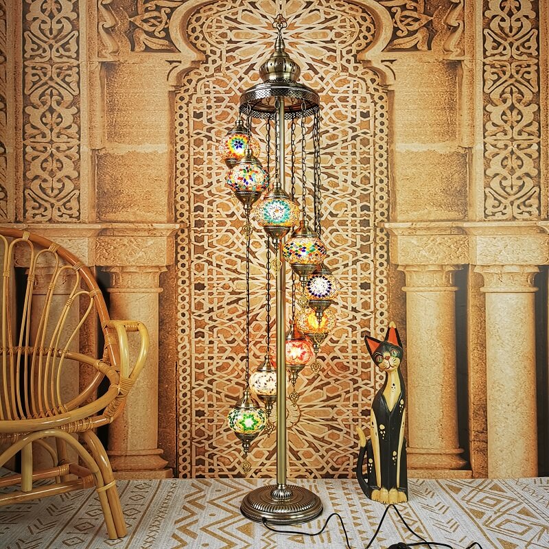 Retro Turkish Moroccan Globe 9-Light Floor Lamp