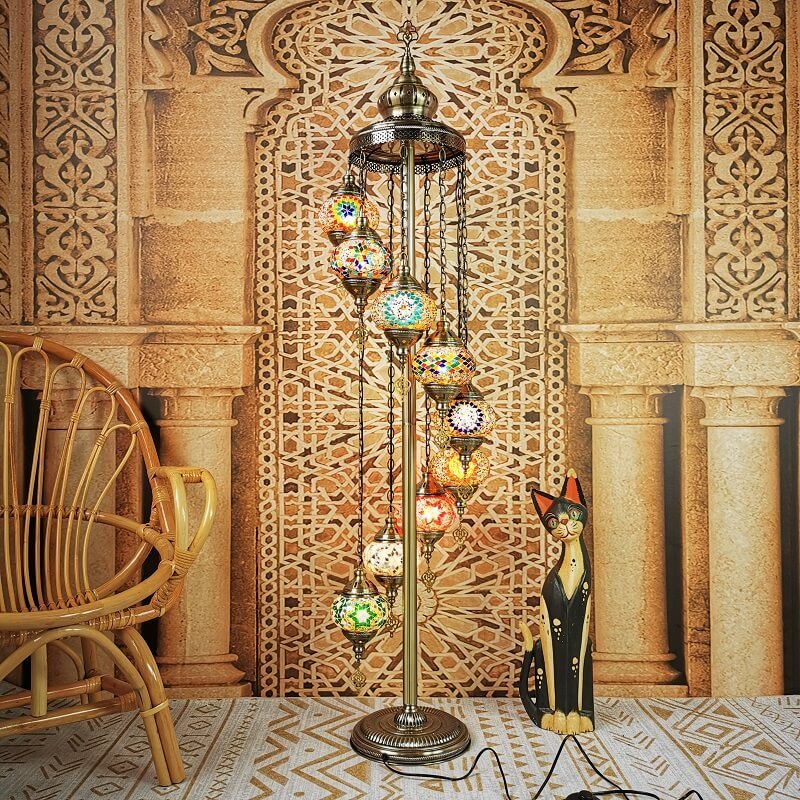 Retro Turkish Moroccan Globe 9-Light Floor Lamp