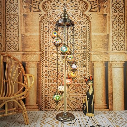 Retro Turkish Moroccan Globe 9-Light Floor Lamp