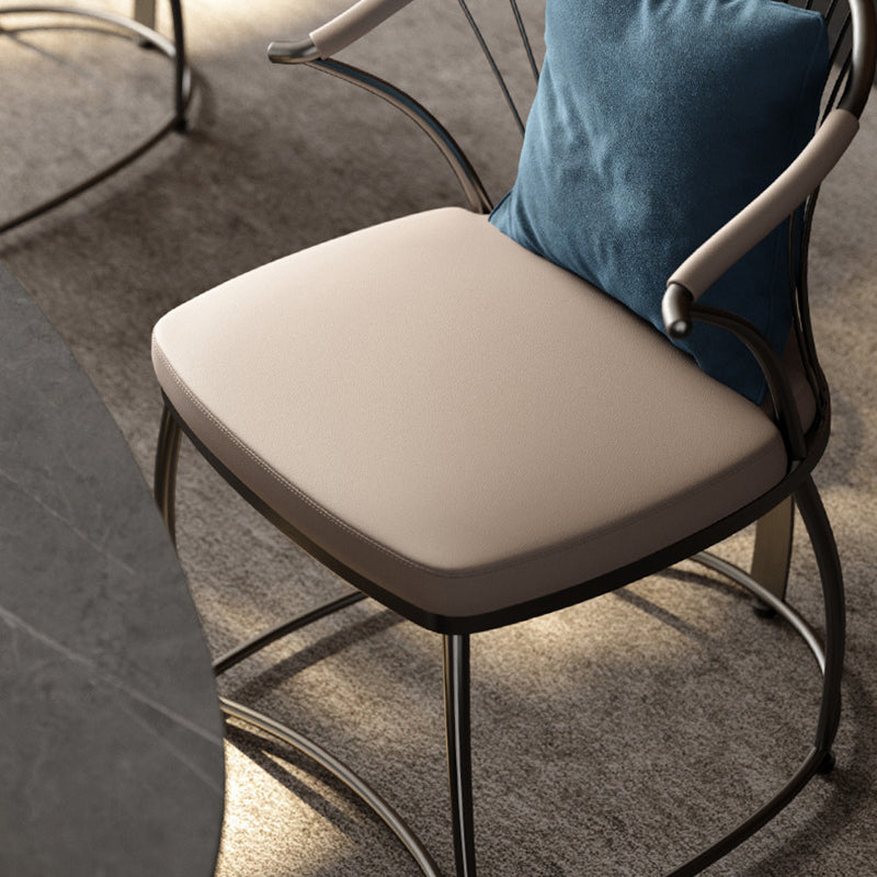 Contemporary Curved Steel Leather Chair