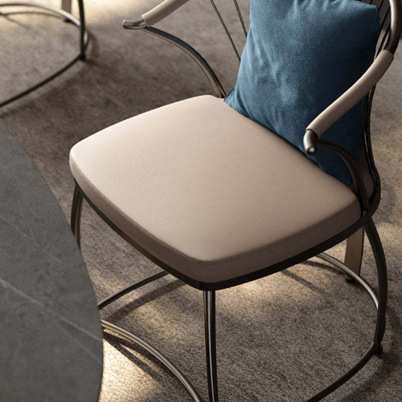 Contemporary Curved Steel Leather Chair