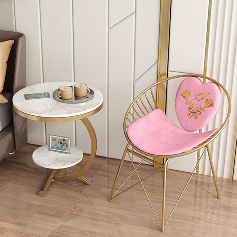 Minimalist Round Marble Metal 2-Tier Side Table