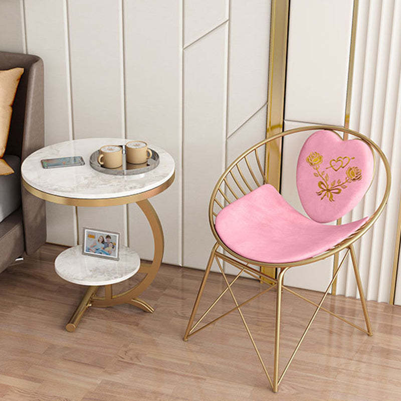 Minimalist Round Marble Metal 2-Tier Side Table