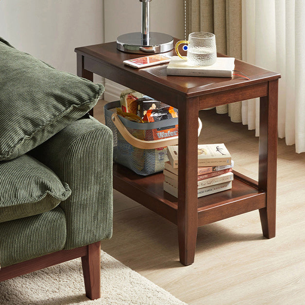Chinese Oval Wood 2-Tier Tea Table