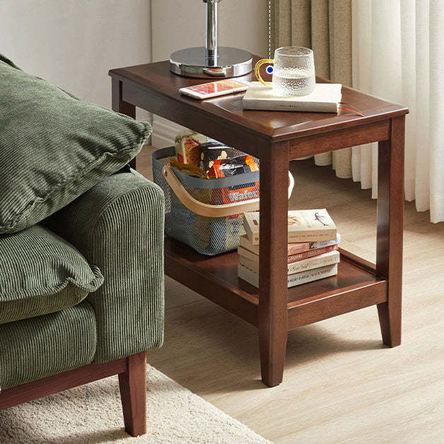Chinese Oval Wood 2-Tier Tea Table